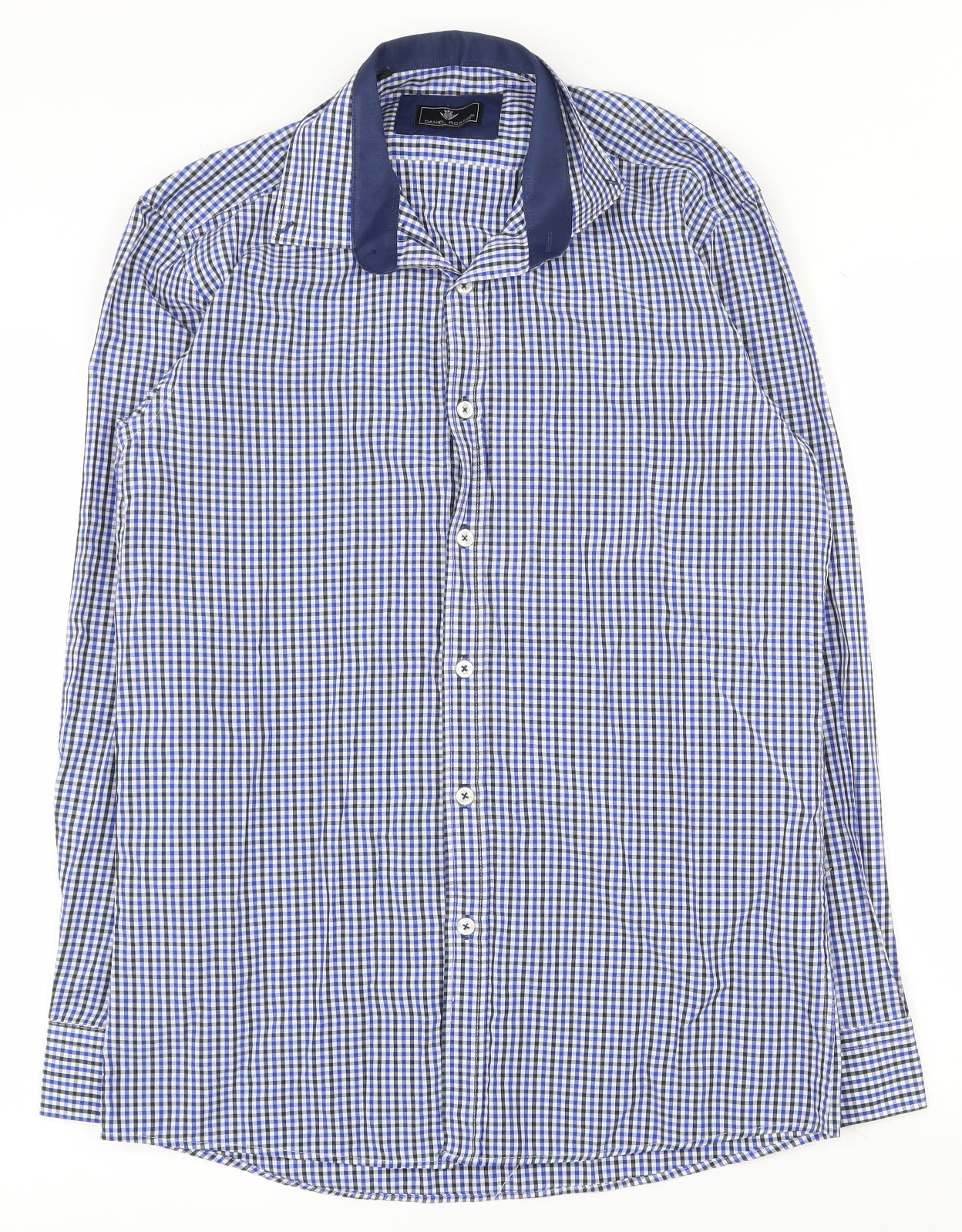Daniel Rosso Mens Blue  Cotton  Button-Up Size M Collared Button - Gingham pattern