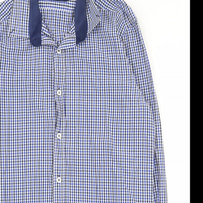 Daniel Rosso Mens Blue  Cotton  Button-Up Size M Collared Button - Gingham pattern