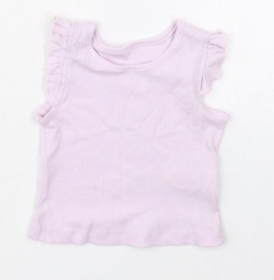 Primark Girls Purple  Cotton Basic Tank Size 0-3 Months Crew Neck Pullover