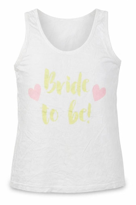 Adore Womens White  Cotton Basic Tank Size M Round Neck - Bride To Be
