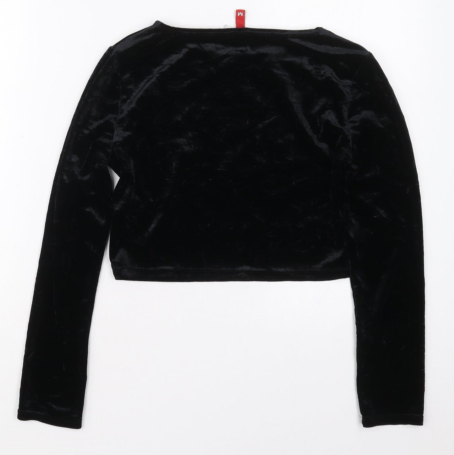 H&M Womens Black  Polyester Cropped T-Shirt Size M Boat Neck