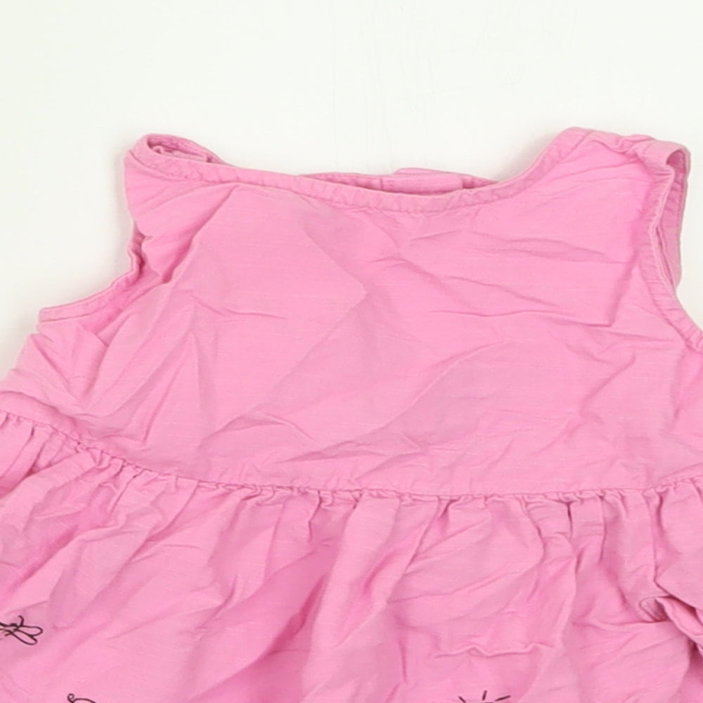 NEXT Girls Pink Geometric Cotton A-Line  Size 6-9 Months  Crew Neck Button