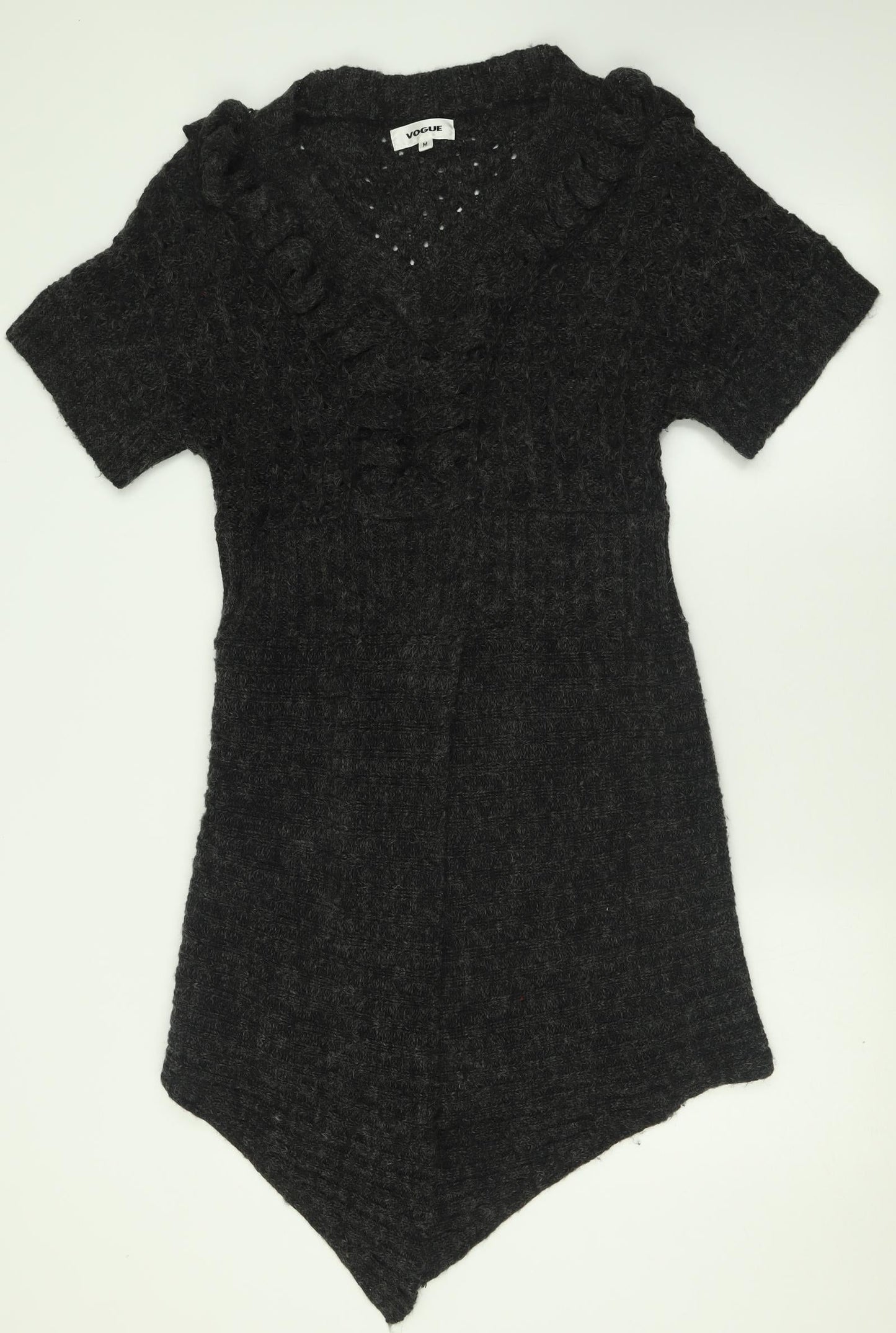 Vogue Womens Grey  Acrylic Jumper Dress  Size M  V-Neck Pullover
