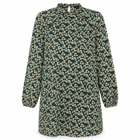 Atmosphere Womens Green Floral Polyester A-Line  Size 8  Crew Neck Button