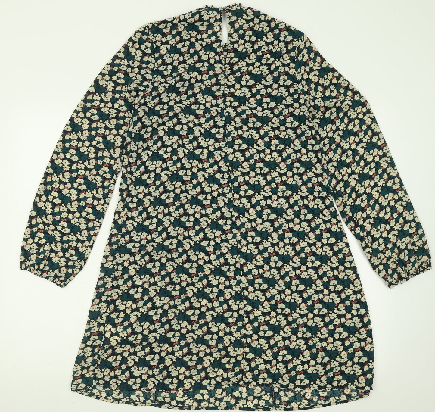 Atmosphere Womens Green Floral Polyester A-Line  Size 8  Crew Neck Button