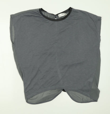 New Look Womens Grey  Polyester Basic T-Shirt Size S Crew Neck