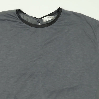 New Look Womens Grey  Polyester Basic T-Shirt Size S Crew Neck