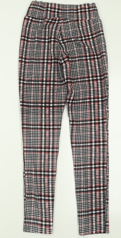SHEIN Womens Pink Check Polyester Trousers  Size S L28 in Regular