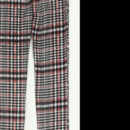 SHEIN Womens Pink Check Polyester Trousers  Size S L28 in Regular