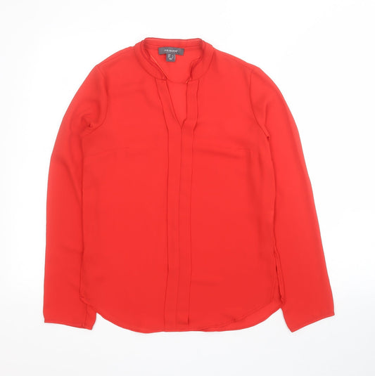 Primark Womens Red  Polyester Basic Blouse Size 4 V-Neck