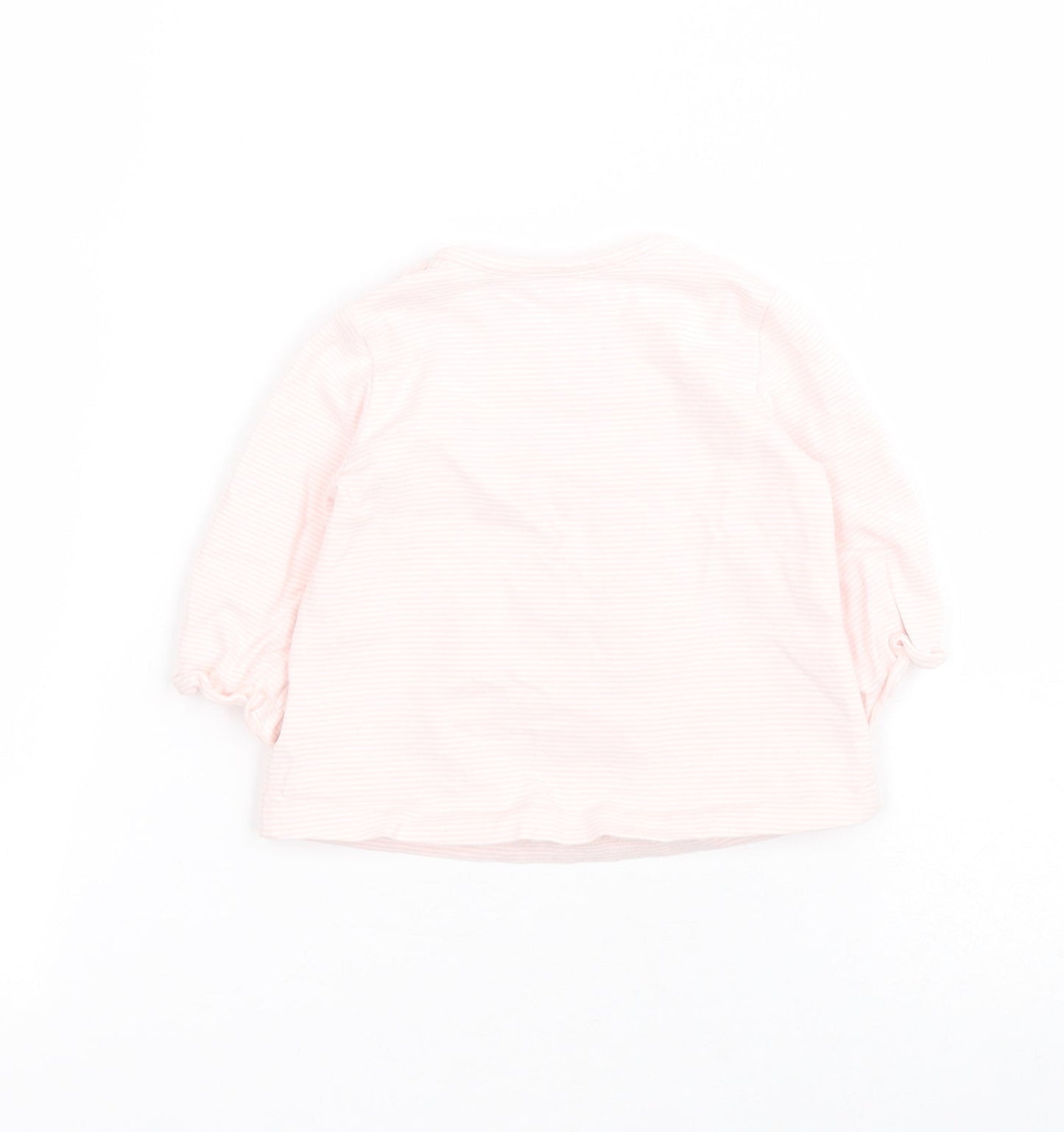 NEXT Baby Pink Striped Cotton Pullover T-Shirt Size 0-3 Months Round Neck Snap - Up to 1 month
