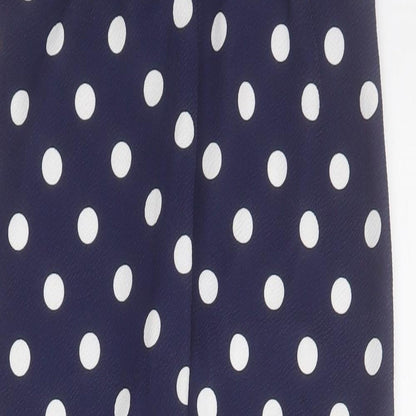 PRETTYLITTLETHING Womens Blue Polka Dot Polyester Cropped Trousers Size 6 L22 in Regular