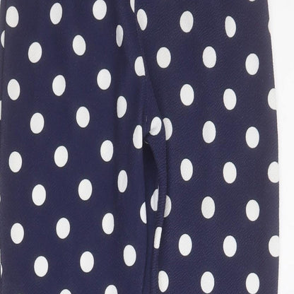 PRETTYLITTLETHING Womens Blue Polka Dot Polyester Cropped Trousers Size 6 L22 in Regular