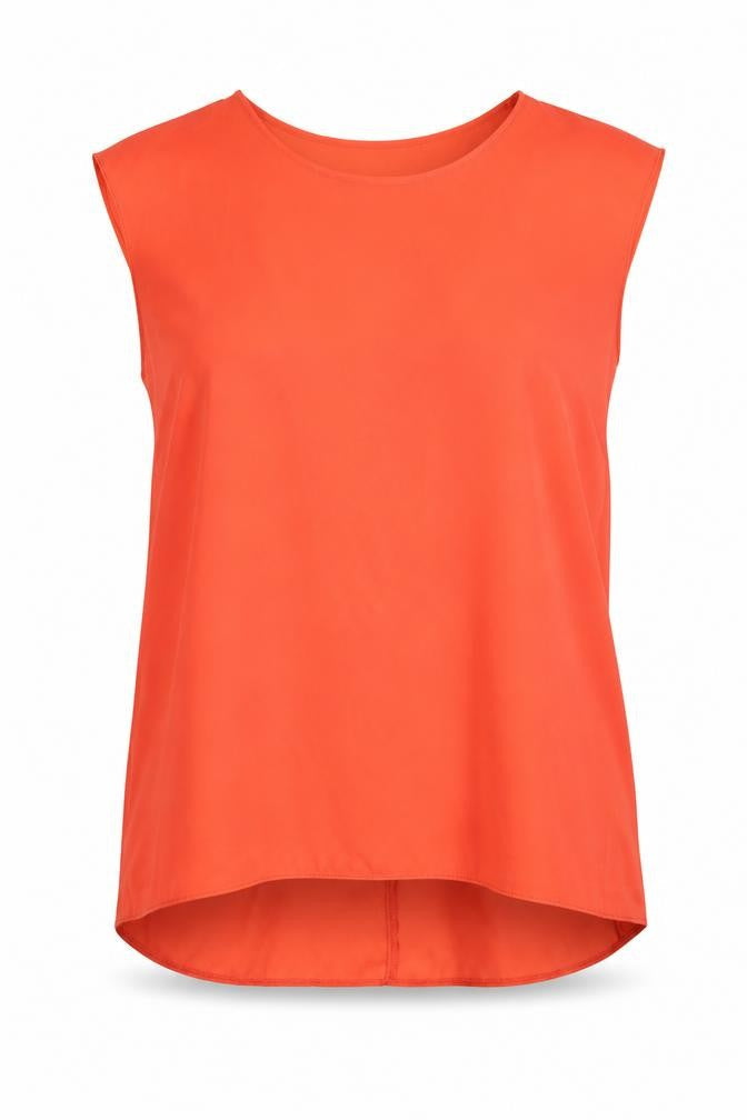 Oasis Womens Red  Polyester Basic Blouse Size 8 Round Neck