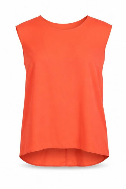 Oasis Womens Red  Polyester Basic Blouse Size 8 Round Neck