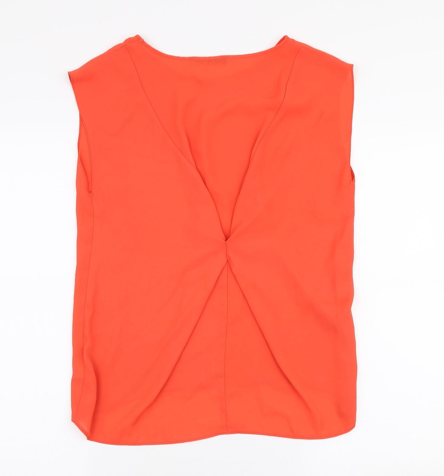 Oasis Womens Red  Polyester Basic Blouse Size 8 Round Neck