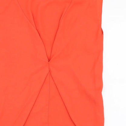 Oasis Womens Red  Polyester Basic Blouse Size 8 Round Neck