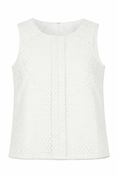 Warehouse Womens White  Nylon Basic Blouse Size 10 Round Neck