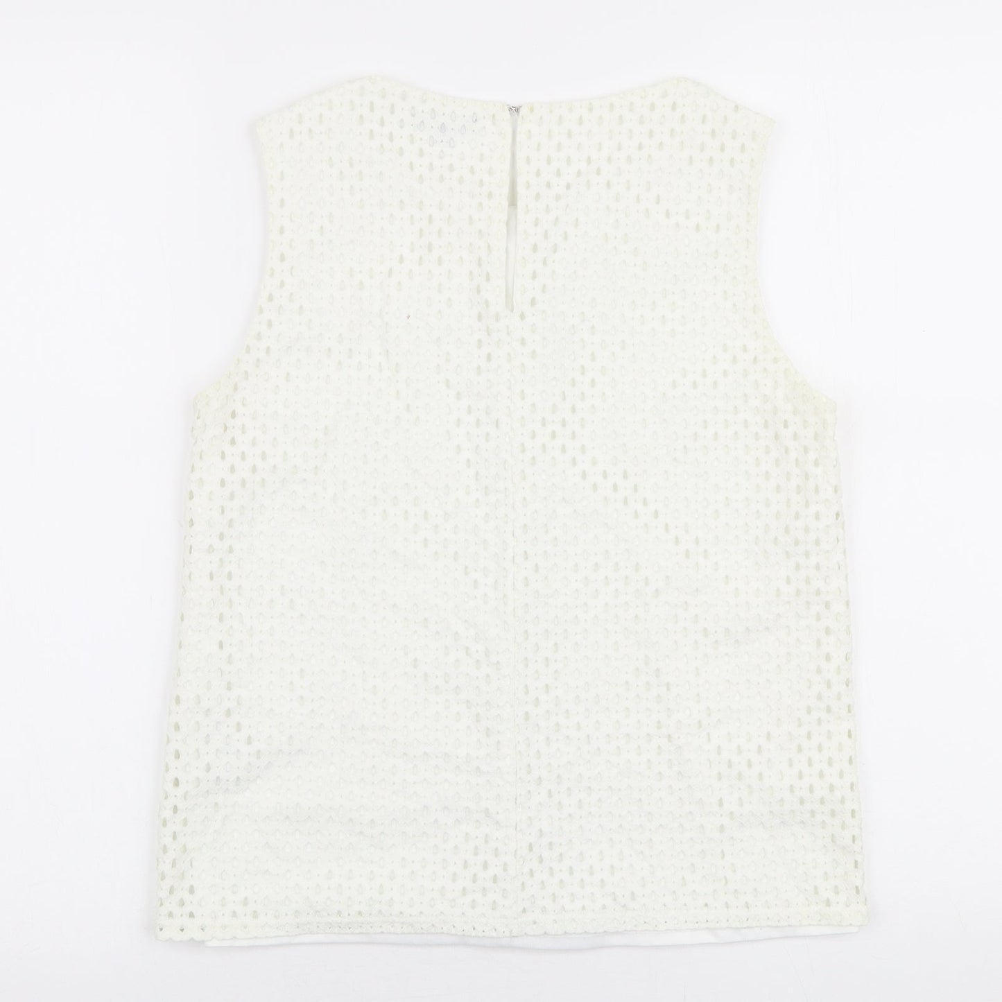 Warehouse Womens White  Nylon Basic Blouse Size 10 Round Neck