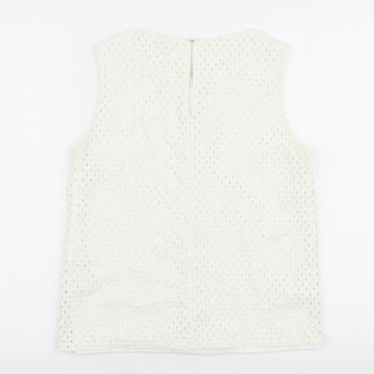 Warehouse Womens White  Nylon Basic Blouse Size 10 Round Neck