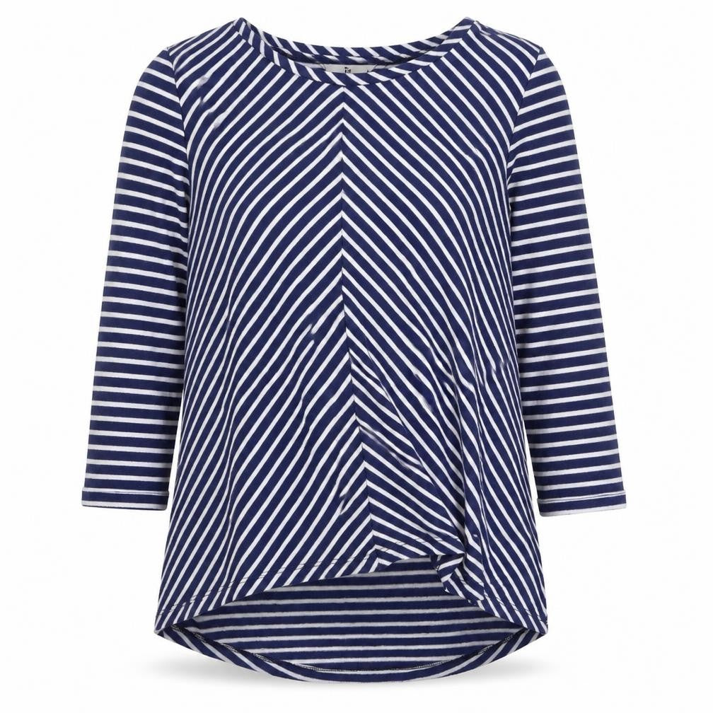 TU Womens Blue Round Neck Striped Polyester Pullover Jumper Size 10
