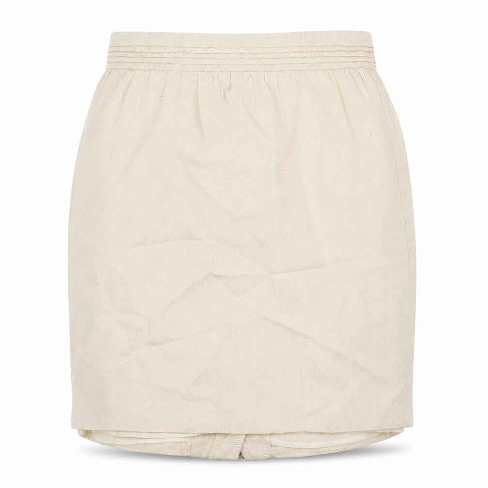Adam Womens Ivory  Linen Straight & Pencil Skirt Size 10   Zip