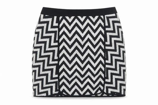Dunnes Womens Grey Striped Cotton A-Line Skirt Size 10   Zip
