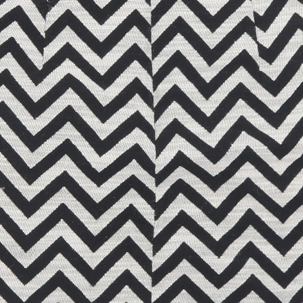 Dunnes Stores Womens Grey Striped Cotton A-Line Skirt Size 10   Zip