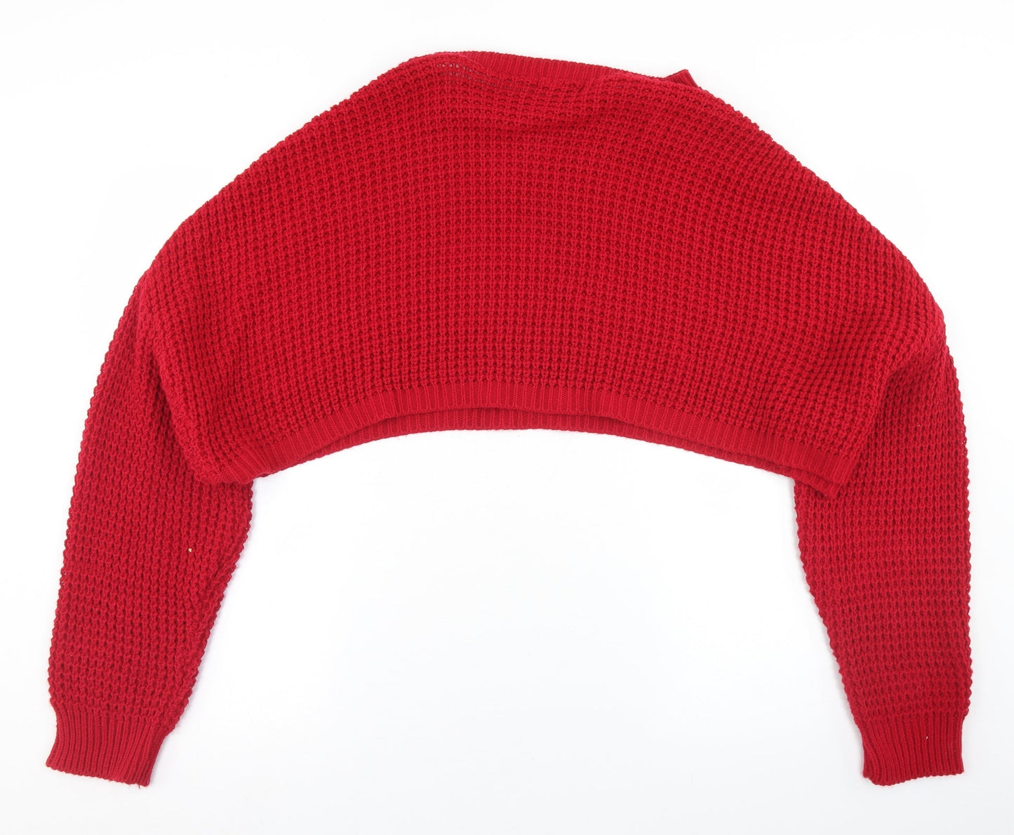 PRETTYLITTLETHING Womens Red Round Neck  Acrylic Pullover Jumper Size M