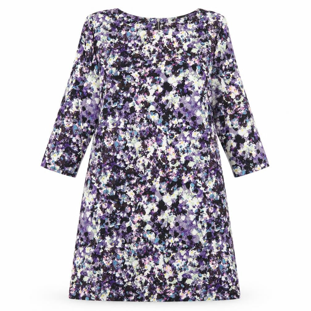 H&M Womens Purple Floral Polyester A-Line  Size M  Round Neck Zip