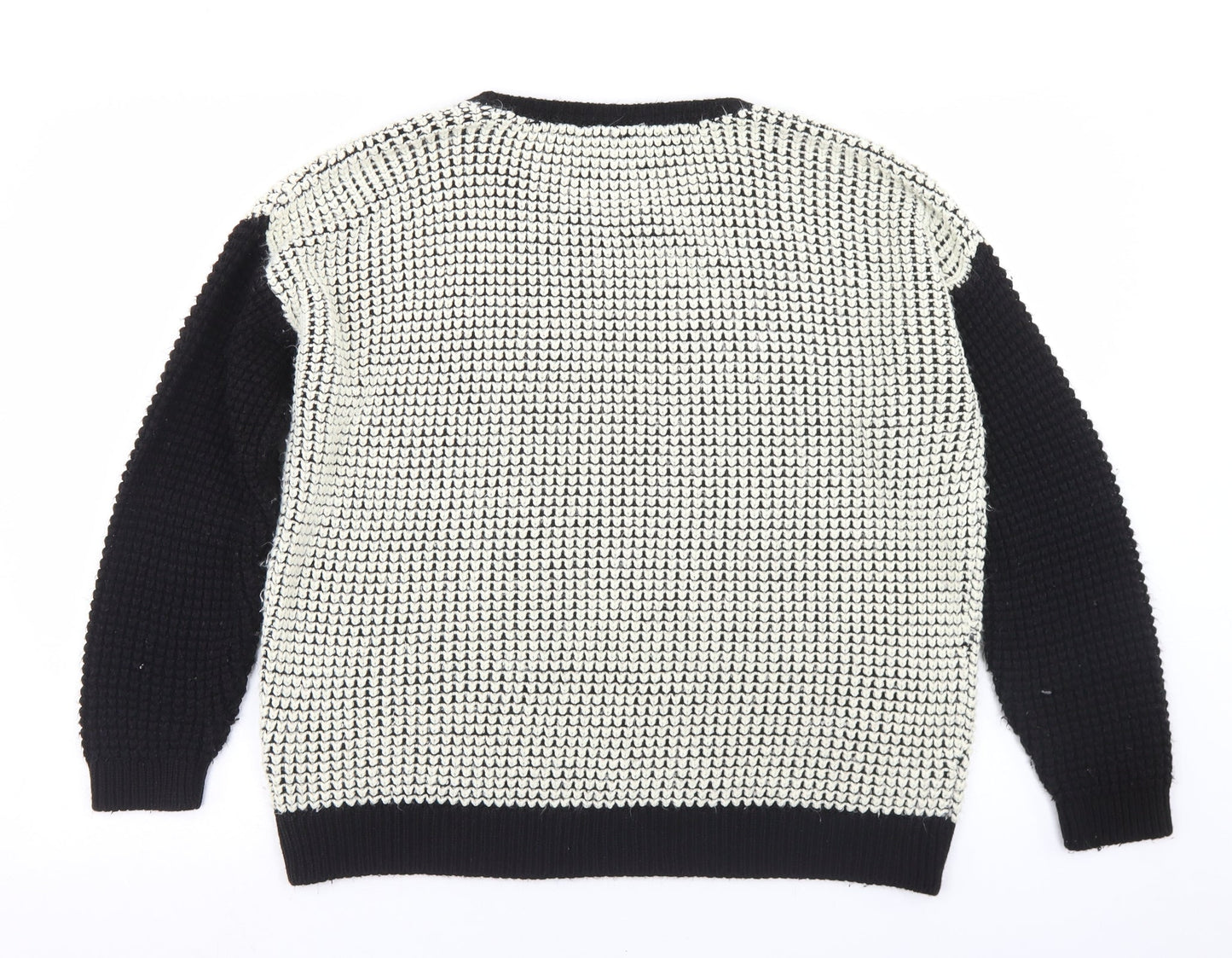 Topshop Womens Ivory Round Neck  Acrylic Pullover Jumper Size 10