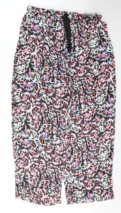 Primark Womens Multicoloured Animal Print Polyester Snow Pants Trousers Size 14 L29 in Regular Tie