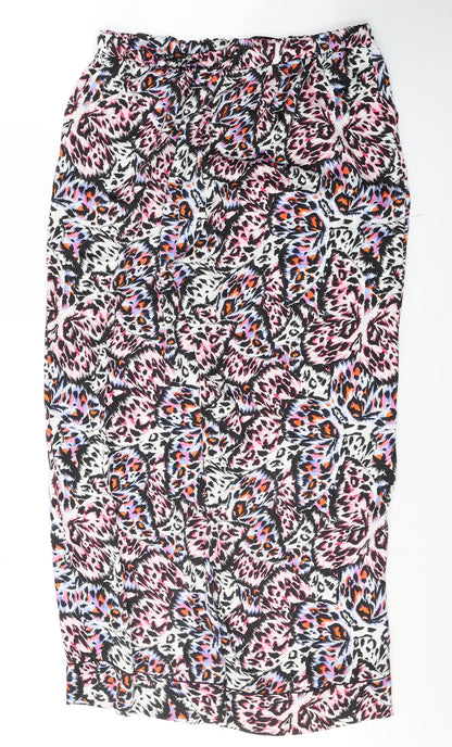Primark Womens Multicoloured Animal Print Polyester Snow Pants Trousers Size 14 L29 in Regular Tie
