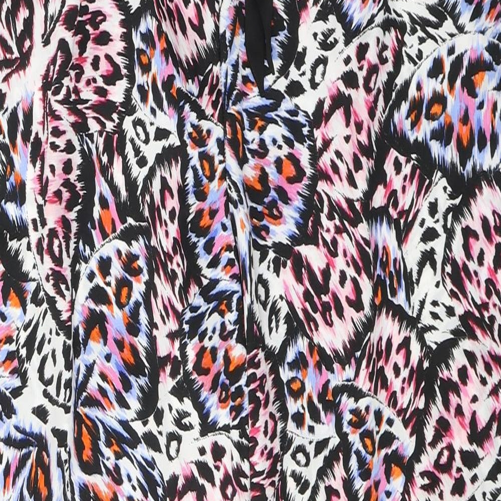 Primark Womens Multicoloured Animal Print Polyester Snow Pants Trousers Size 14 L29 in Regular Tie