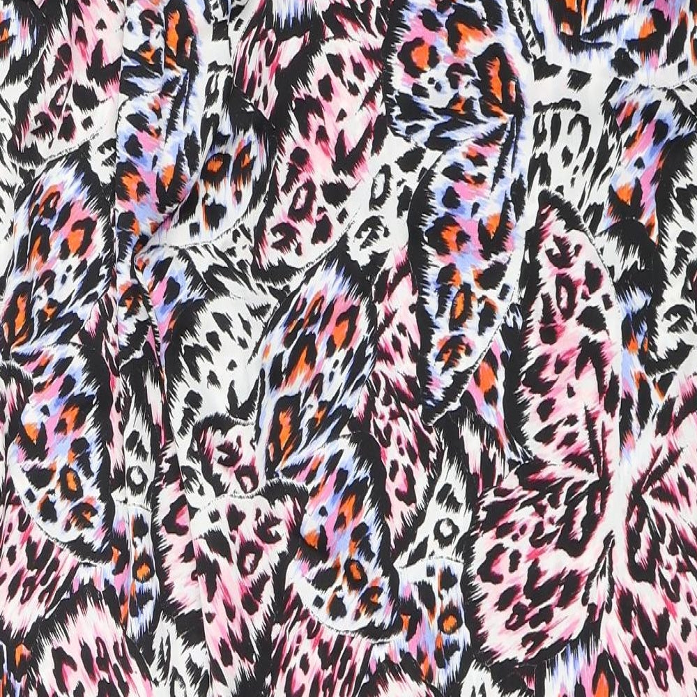 Primark Womens Multicoloured Animal Print Polyester Snow Pants Trousers Size 14 L29 in Regular Tie