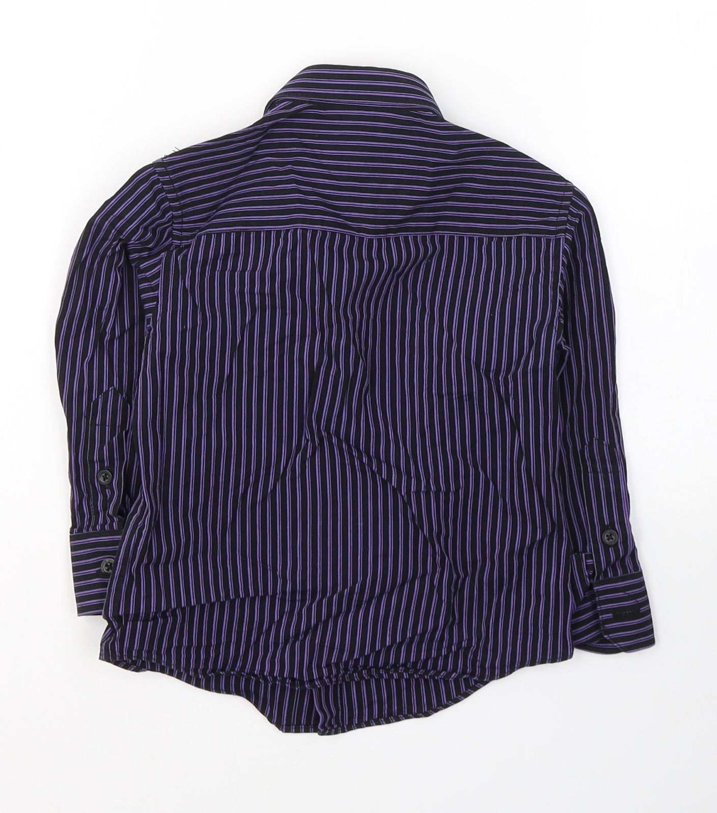 DUCK&DODGE Boys Black Striped Polyester Basic Button-Up Size 2 Years Collared Button