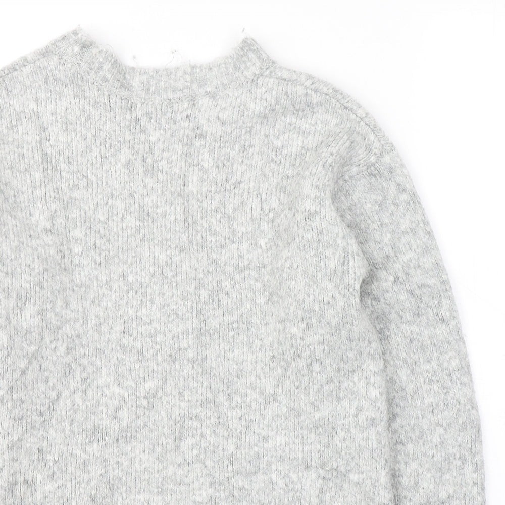 H&M Womens Grey Round Neck  Acrylic Pullover Jumper Size XS