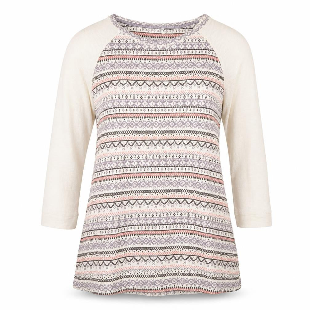 Marks & Spencer Womens Beige Round Neck Geometric Cotton Pullover Jumper Size 8