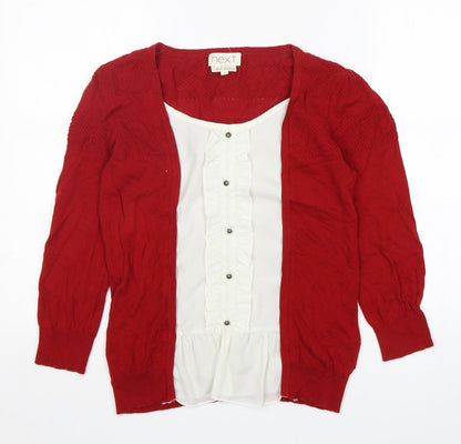 Next Womens Multicoloured Round Neck  Cotton Pullover Jumper Size 12