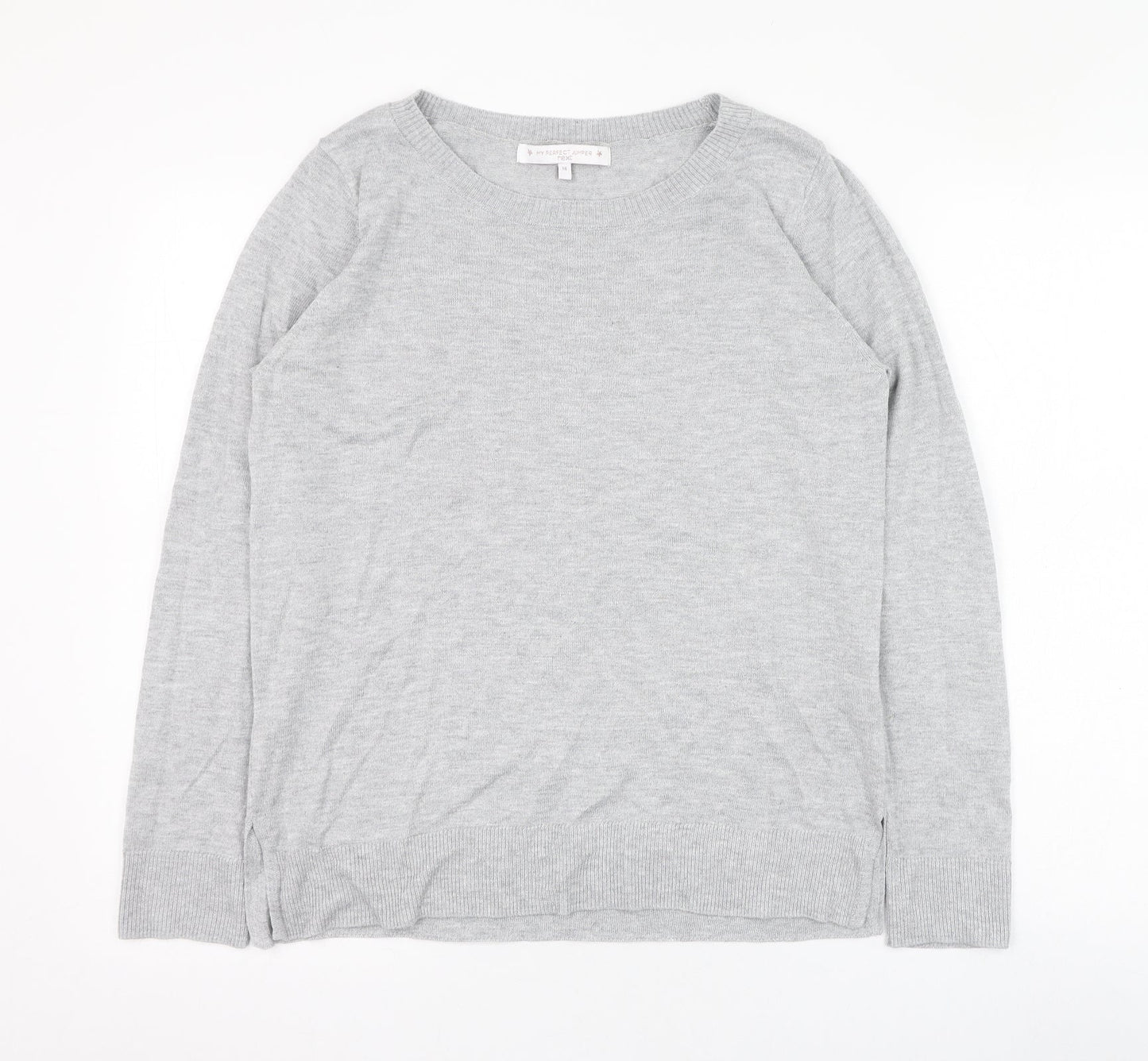 NEXT Womens Grey Round Neck  Polyester Pullover Jumper Size 14