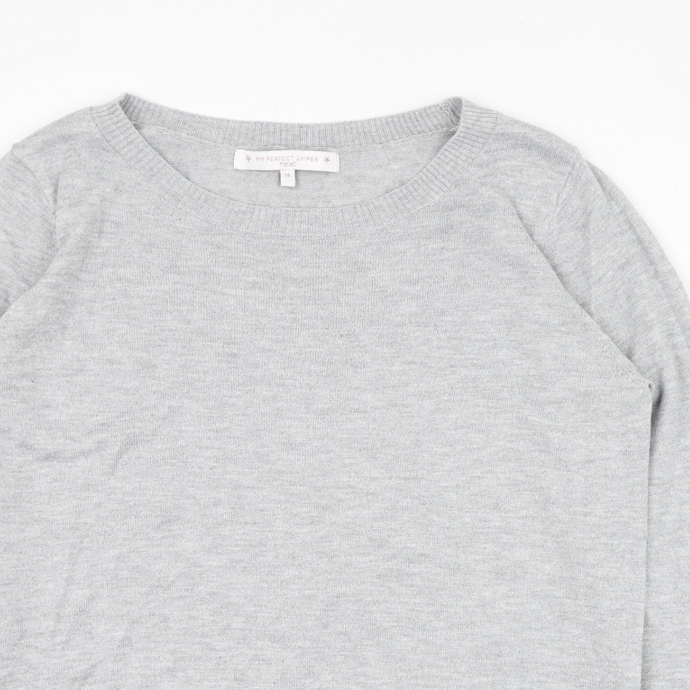 NEXT Womens Grey Round Neck  Polyester Pullover Jumper Size 14