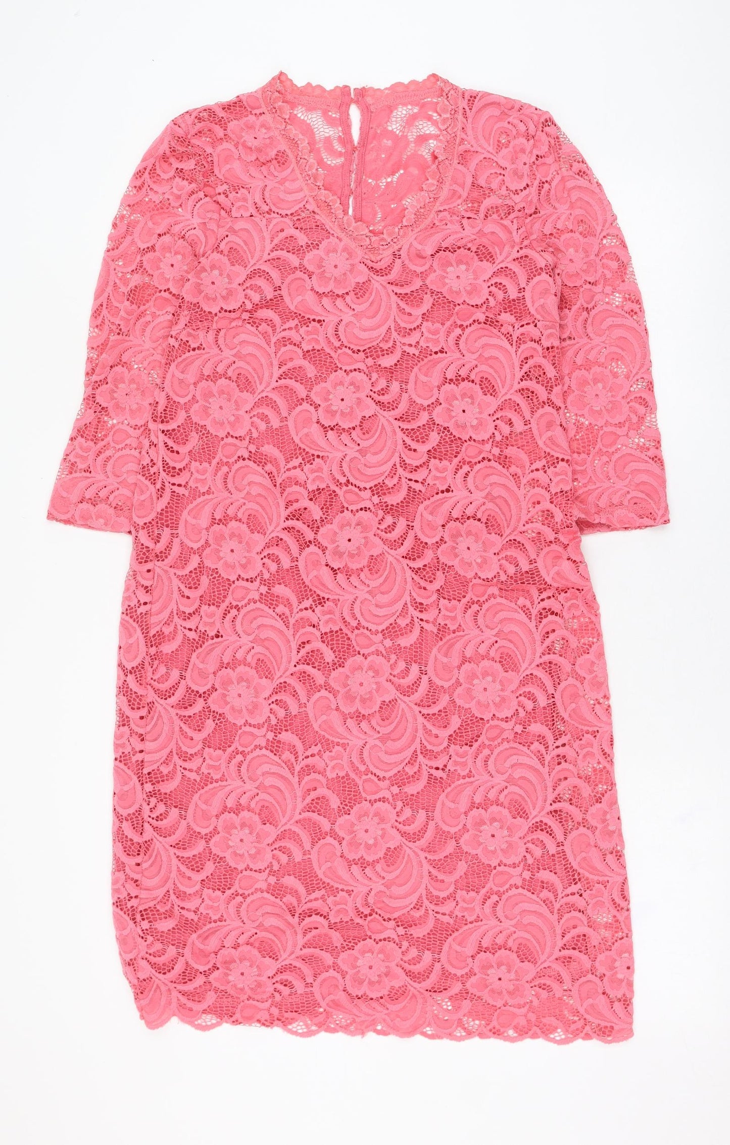Mama-licious Womens Pink  Cotton Shift  Size M  V-Neck Hook & Eye