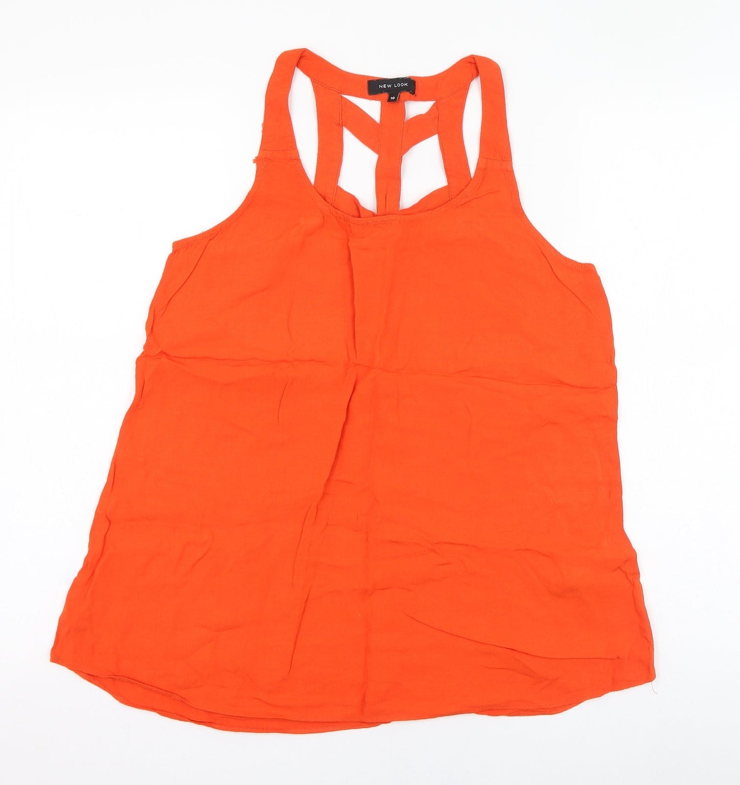New Look Womens Orange  Viscose Basic Tank Size 10 Round Neck