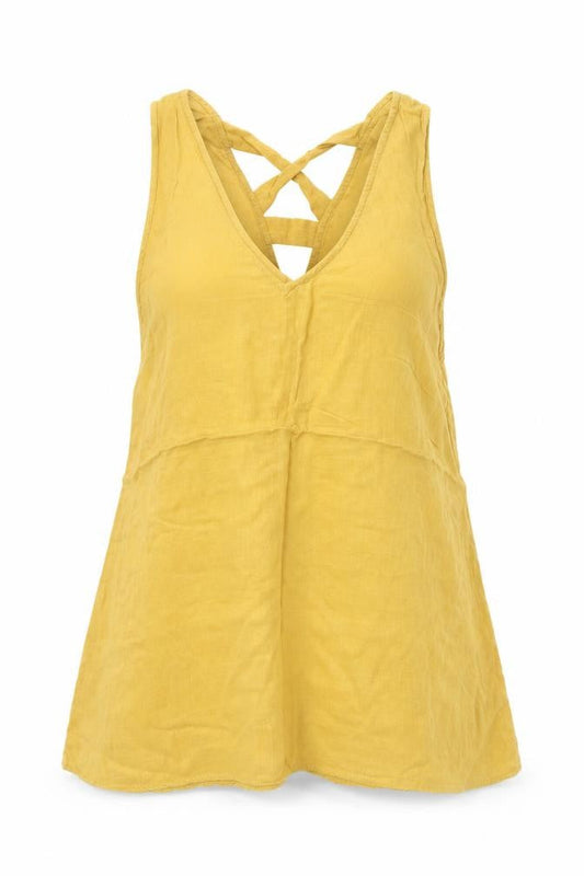 New Look Womens Yellow  Viscose Tunic Tank Size 10 V-Neck