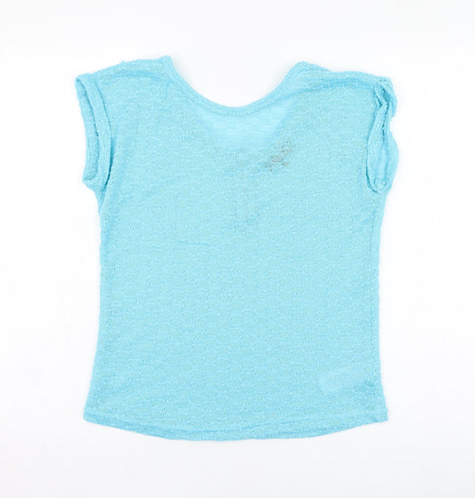New Look Womens Blue  Polyester Basic T-Shirt Size 8 Round Neck