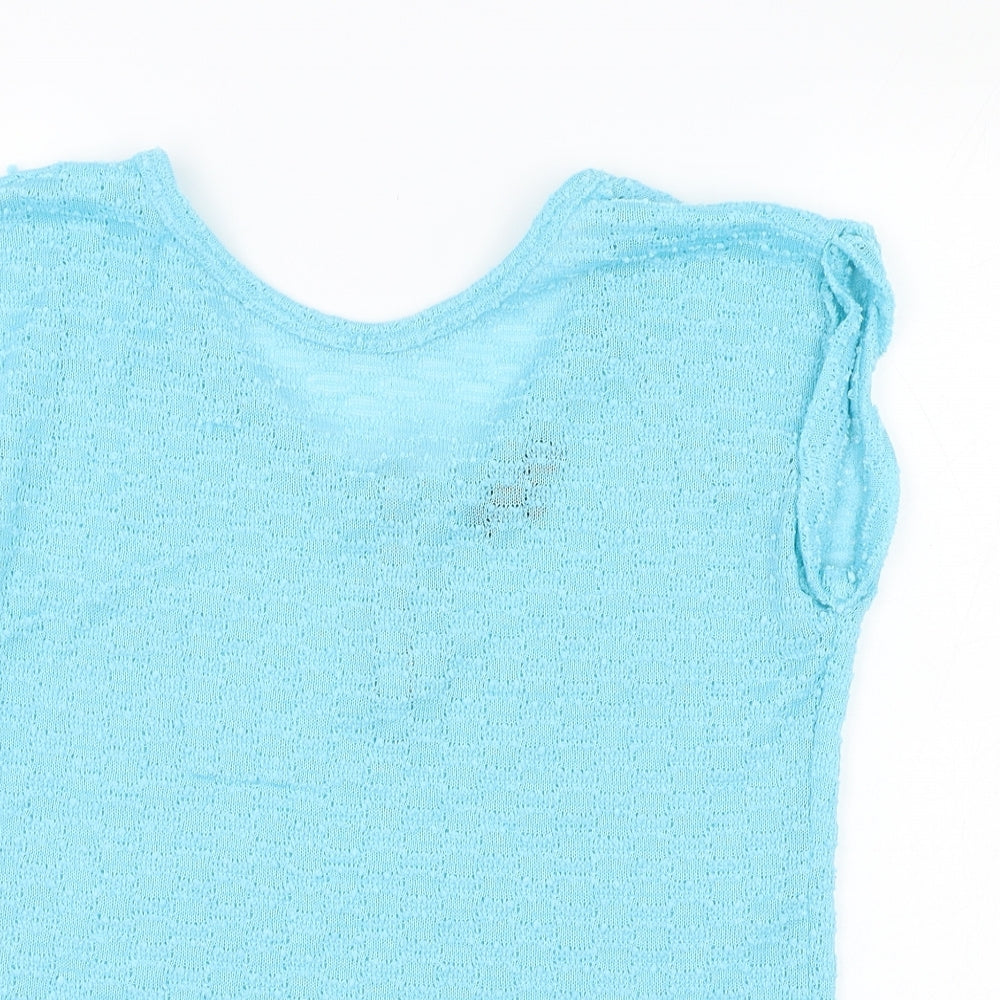 New Look Womens Blue  Polyester Basic T-Shirt Size 8 Round Neck
