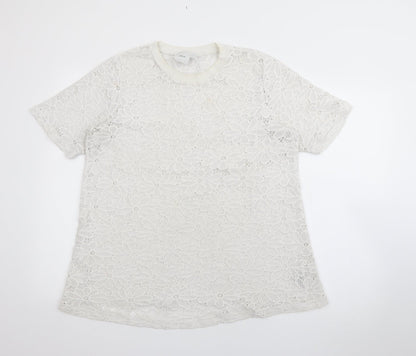 ASOS Womens White Crew Neck  Polyester Pullover Jumper Size 12