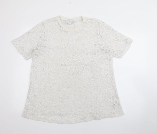 ASOS Womens White Crew Neck  Polyester Pullover Jumper Size 12