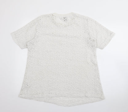 ASOS Womens White Crew Neck  Polyester Pullover Jumper Size 12