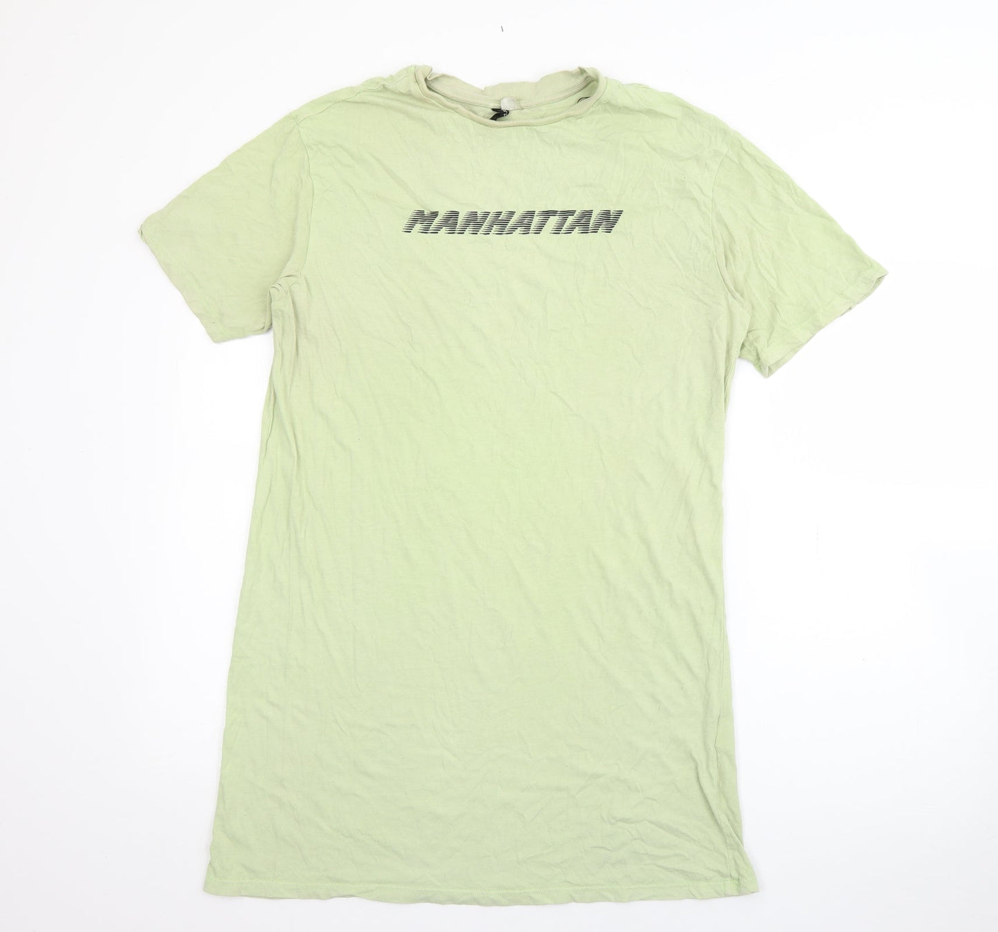 H&M Womens Green  Cotton T-Shirt Dress  Size XS  Crew Neck